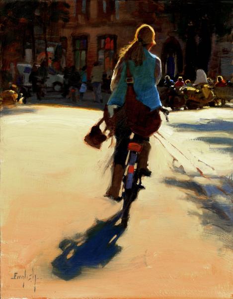 Monday Commute, Amsterdam, oil on canvas, 14 x 11 inches   SOLD 