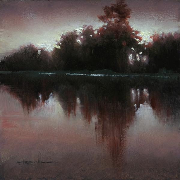 Reflections of Autumn, Psalms 13:5 , oil on panel, 4 x 4 inches, $800 