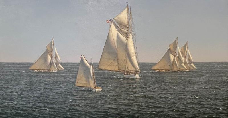 Schooner Yacht Merlin, oil on linen, 23 x 42 inches, $24,000 