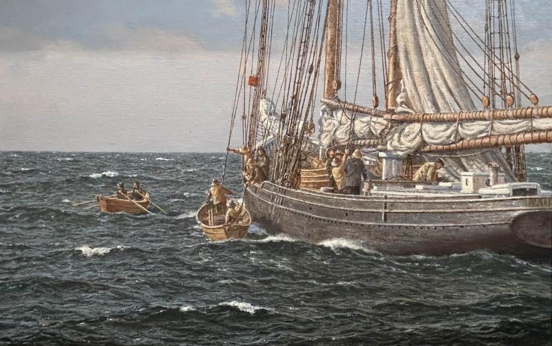 Setting the Tri-sail, oil on linen, 16 x 25 inches, $7,500 