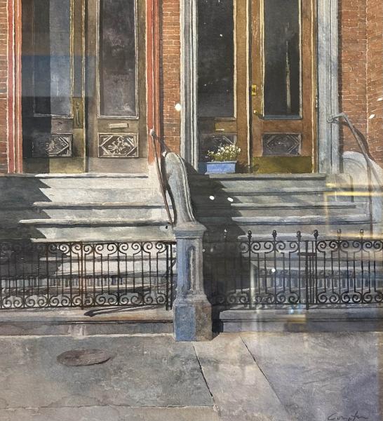 Tremont Street Steps, watercolor, 17 x 18 inches, $1,800 