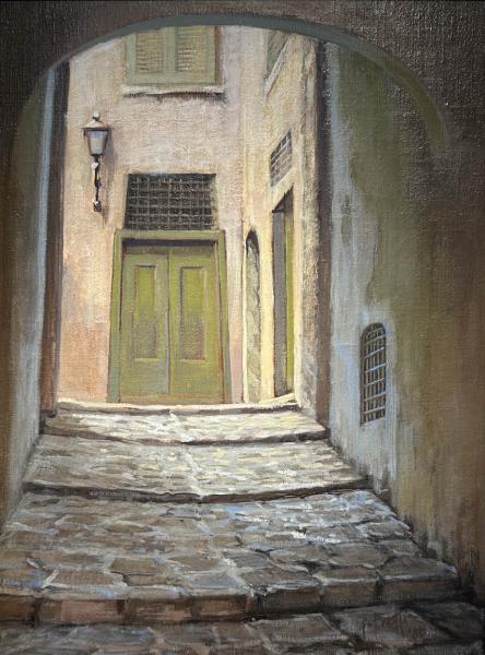 Barga Doorway, oil on linen panel, 16 x 12 inches, $1,800 