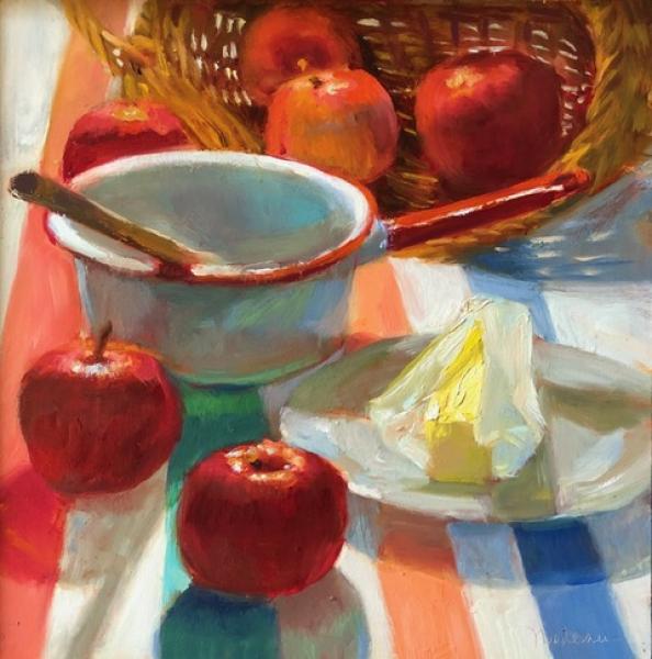 For Apple Sauce, oil on linen, 12 x 12 inches, $1,500 