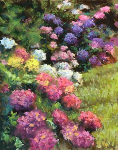 Hydrangea Medley, pastel, 20 x 16 inches, $3,500 