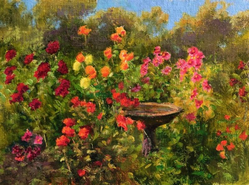 Time for Dahlias, oil on linen, 12 x 16 inches, $1,500 