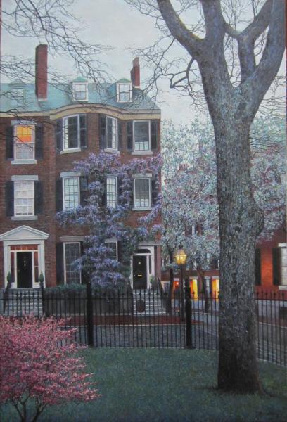 After the Rain, Spring, Louisburg Square, oil on canvas, 35 x 23 inches   SOLD 