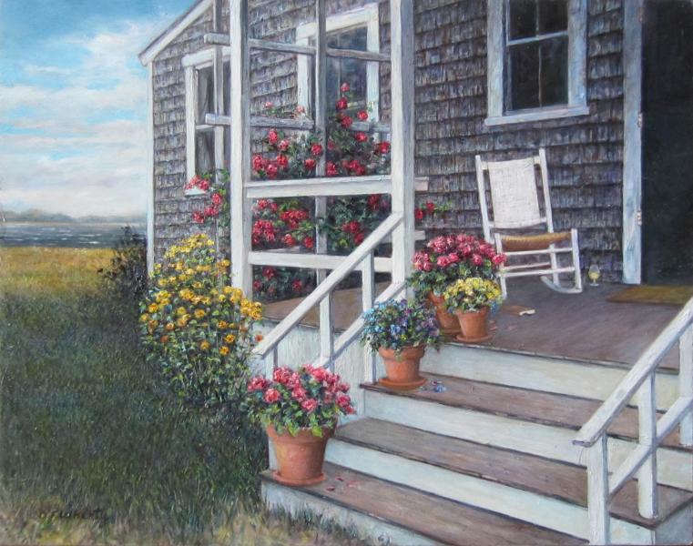 Peace on the Back Porch, oil on panel, 11 x 14 inches, $2,800 