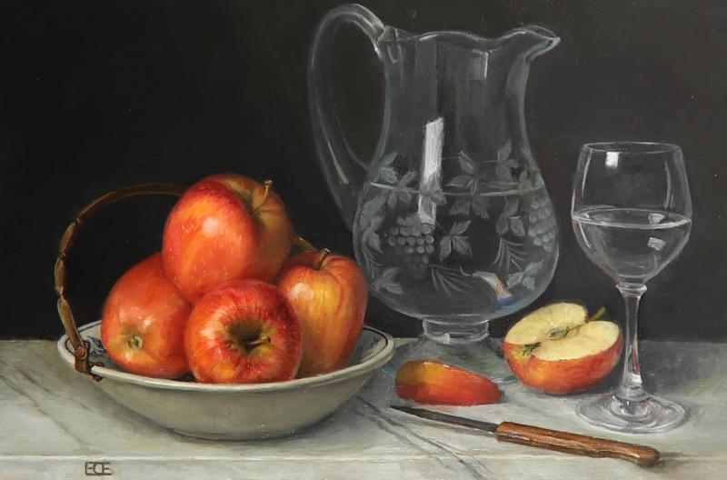 Apples glass and pitcher