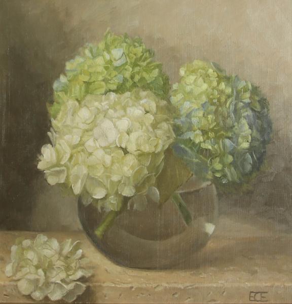 Simple Hydrangea, oil on panel, 12 x 12 inches, $1,295 