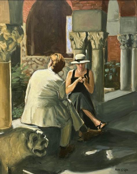 Museum Break, oil on linen, 30 x 24 inches, $8,700 