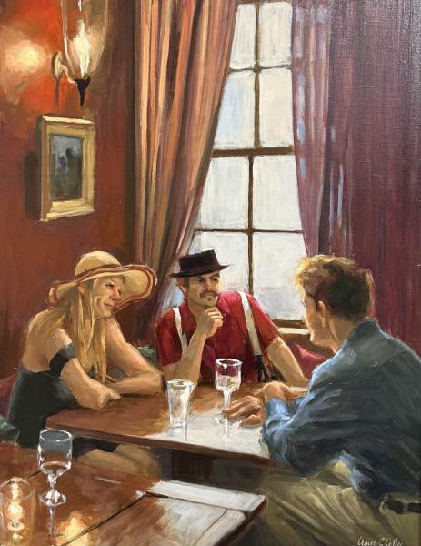 Threes Company?!, oil on linen, 30 x 24 inches, $8,700 