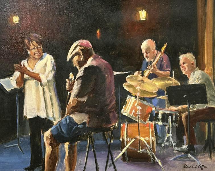 Jazz Night with " Big Pete", oil on linen, 16 x 20 inches, $5,500 