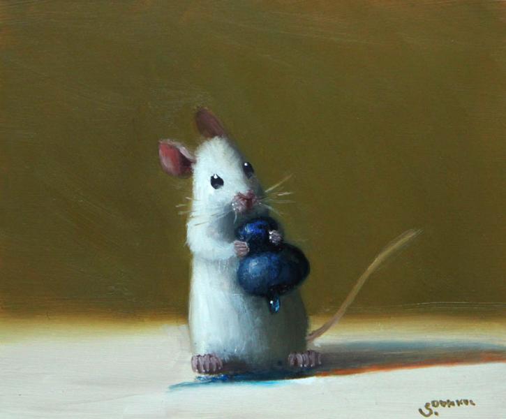 Blueberry Juicer, oil on panel, 4 x 5 inches, $700 