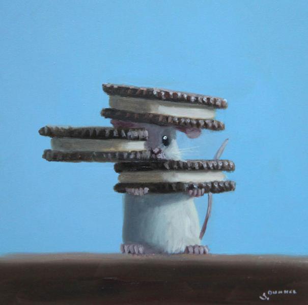 Cookie Mover, oil on panel, 5 x 5 inches, $800 