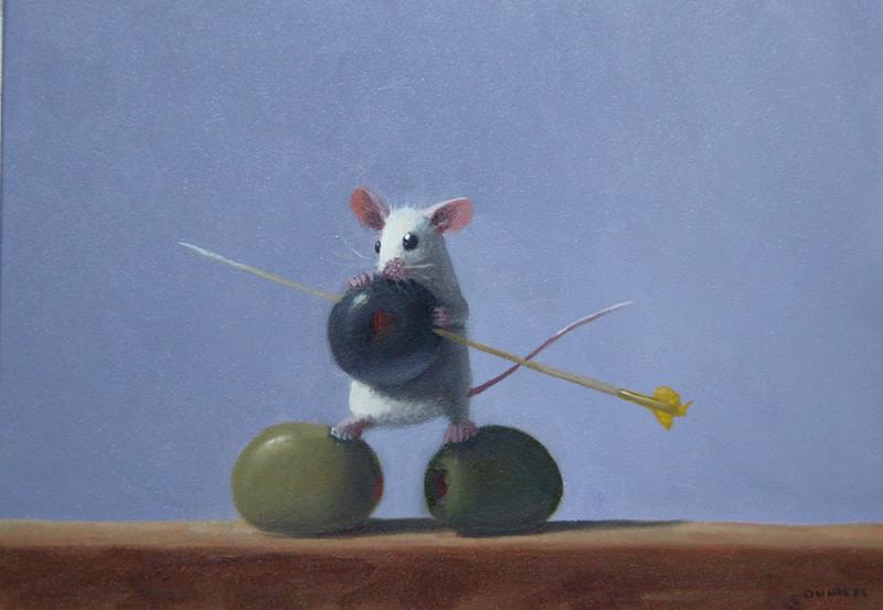 Olive Conquest, oil on panel, 5 x 7 inches, $900 