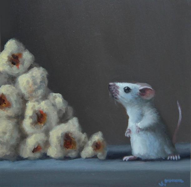 Popcorn Alley, oil on panel, 5 x 5 inches, $800 