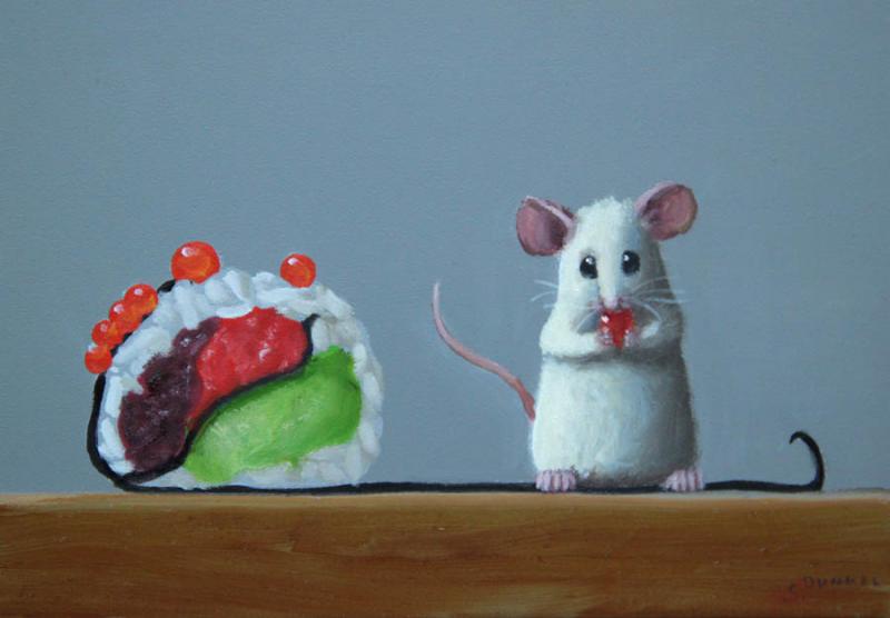 Sushi Picnic, oil on panel, 5 x 7 inches, $900 