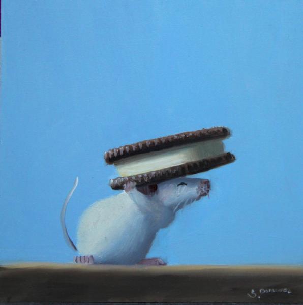 Takeout, oil on panel, 5 x 5 inches, $800 